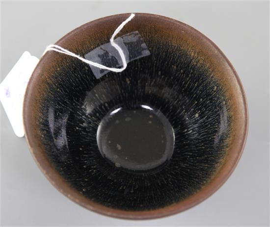A Chinese hares fur glazed stoneware bowl, Song dynasty or later, diameter 12.5cm